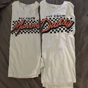 Pit Crew Mommy & Daddy White with Red and Black Graphics Halloween